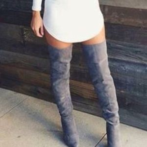 Gray Thigh High Boots